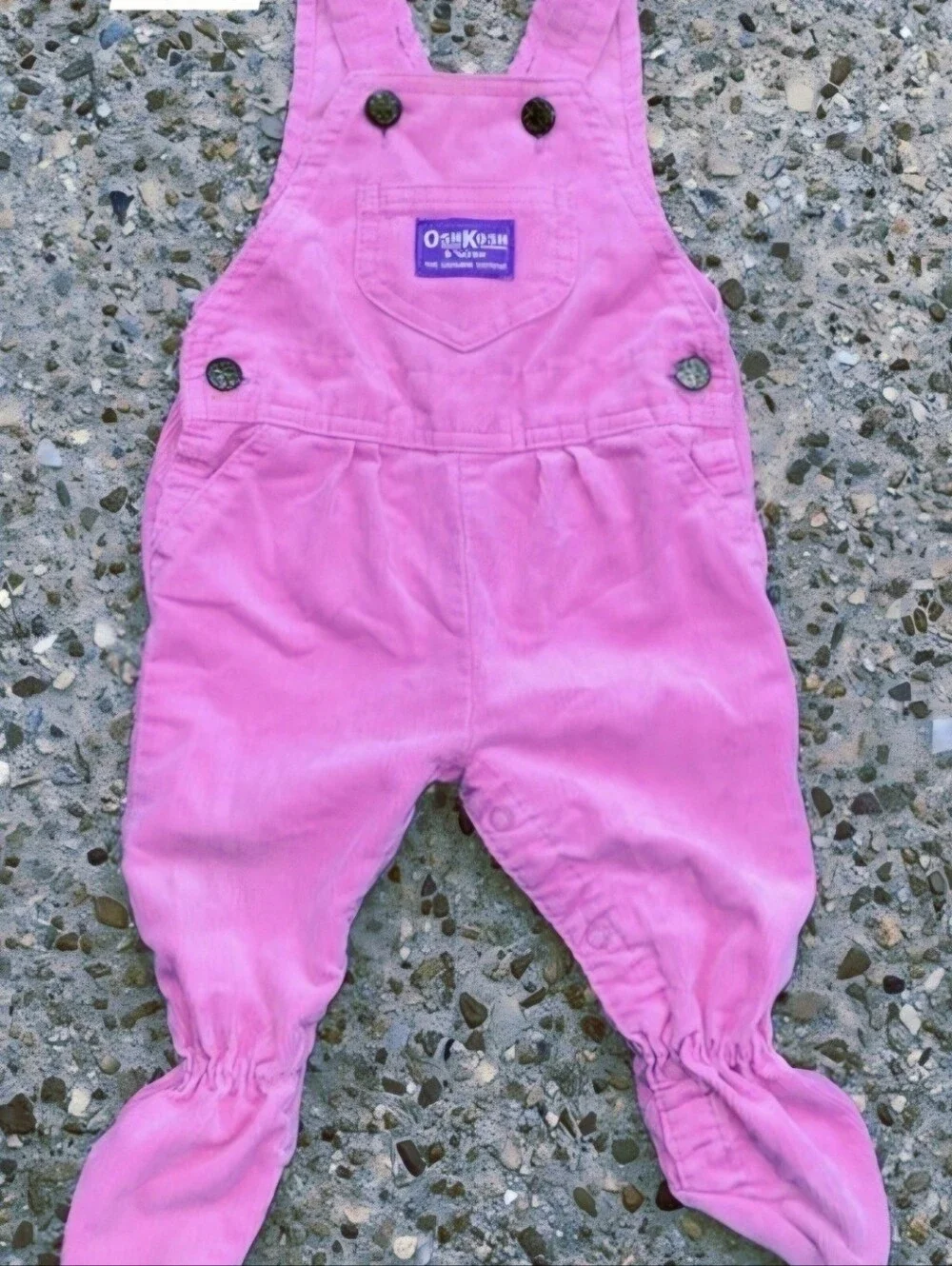 Vtg OshKosh B'gosh Vestbak Corduroy Pink Footed Overalls Size 6-9 mos